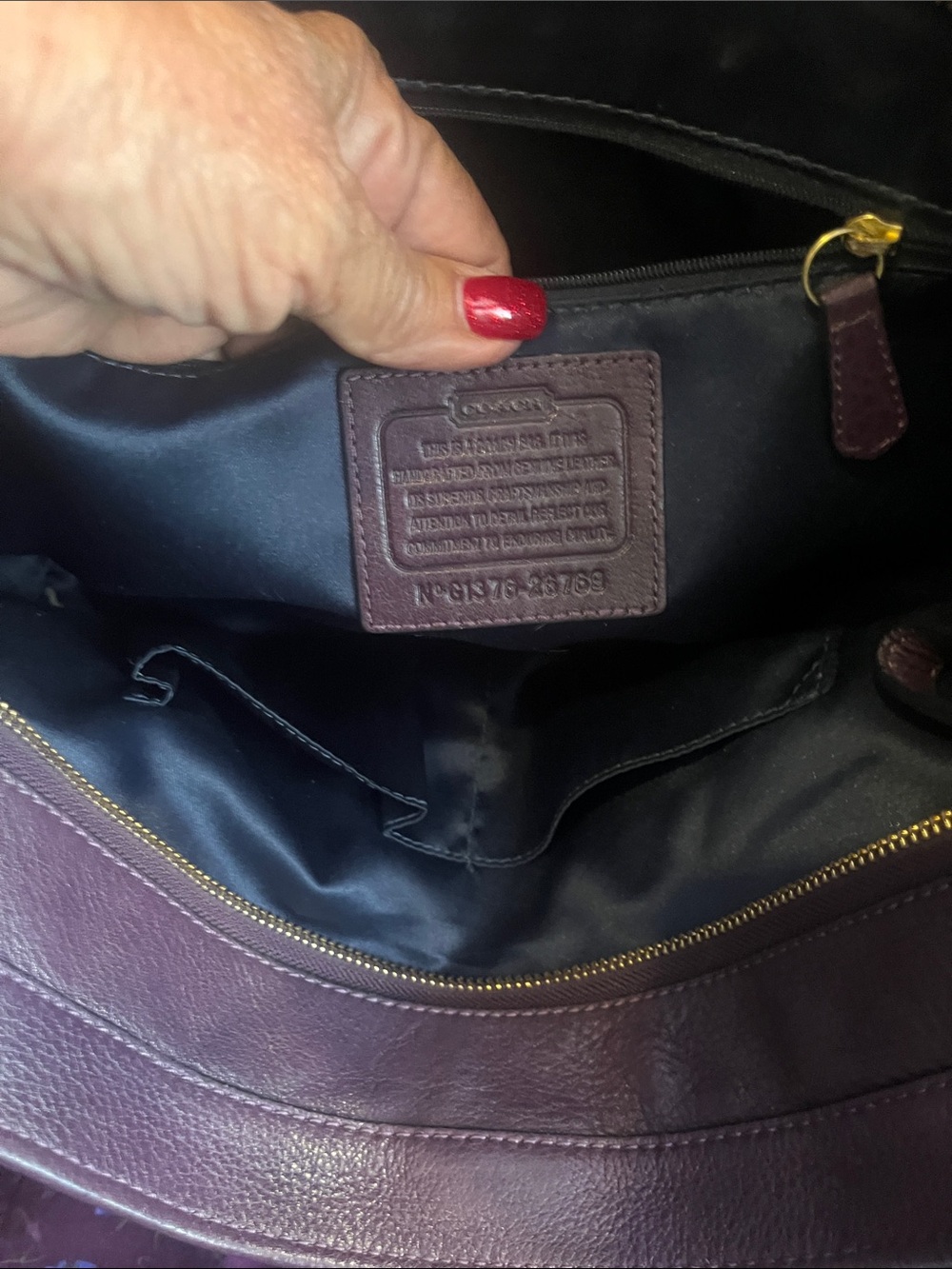 Coach Madison Leather North South Tote in Black Violet - Picture 9 of 14